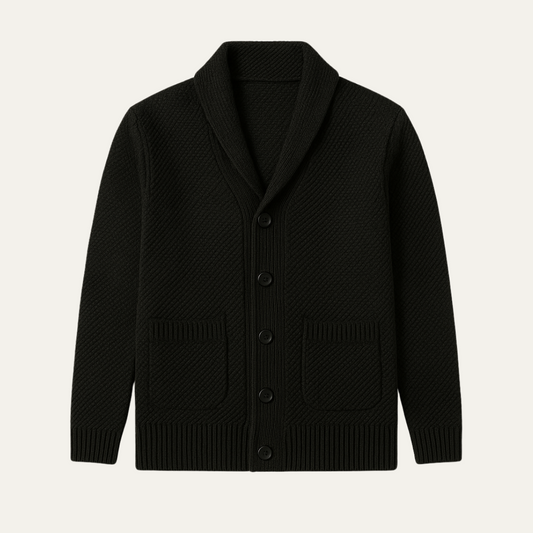 Men's Shawl Collar Cardigan Button Up Sweater - Vonnera