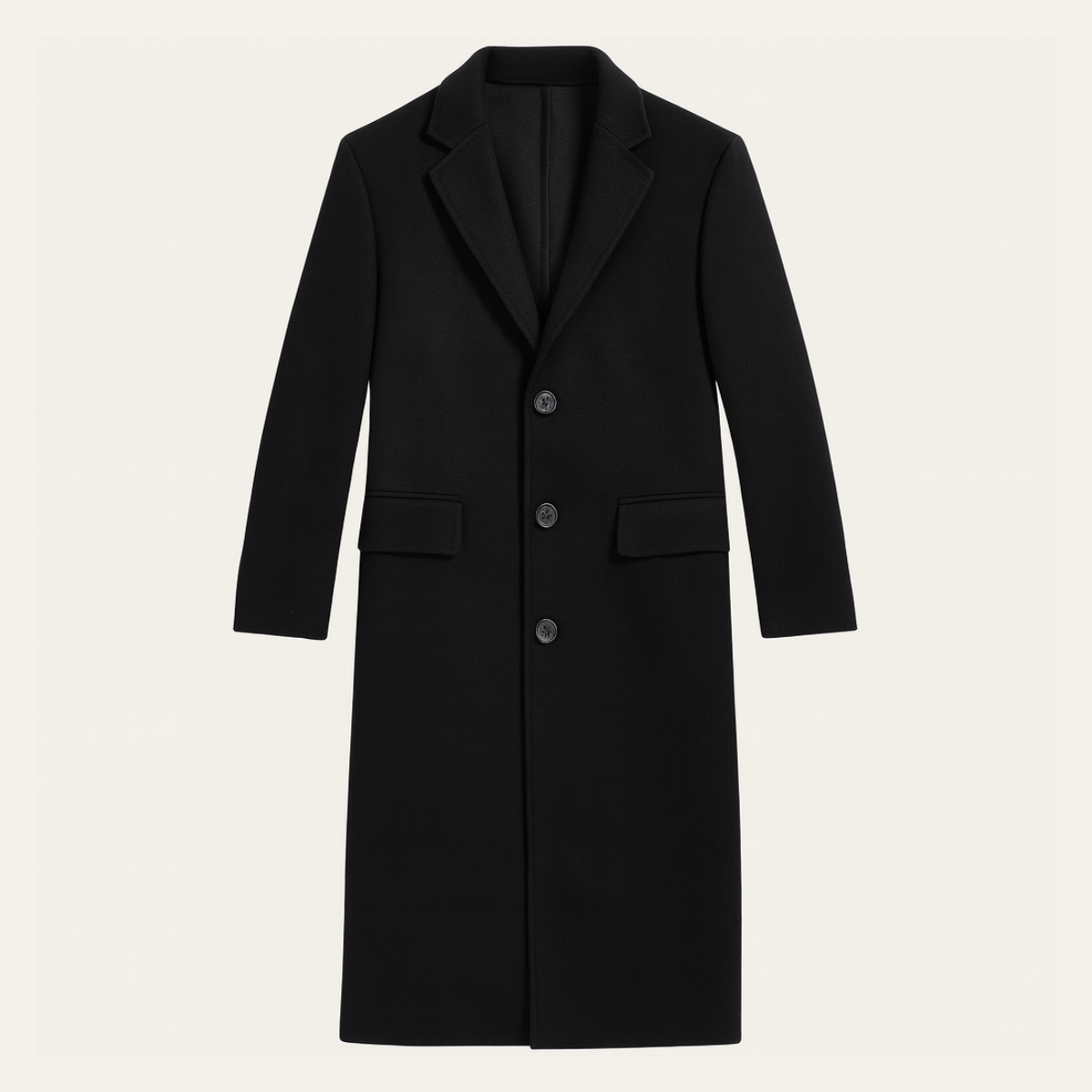 Men's Wool Single Breasted Coat Minimal Black - Vonnera