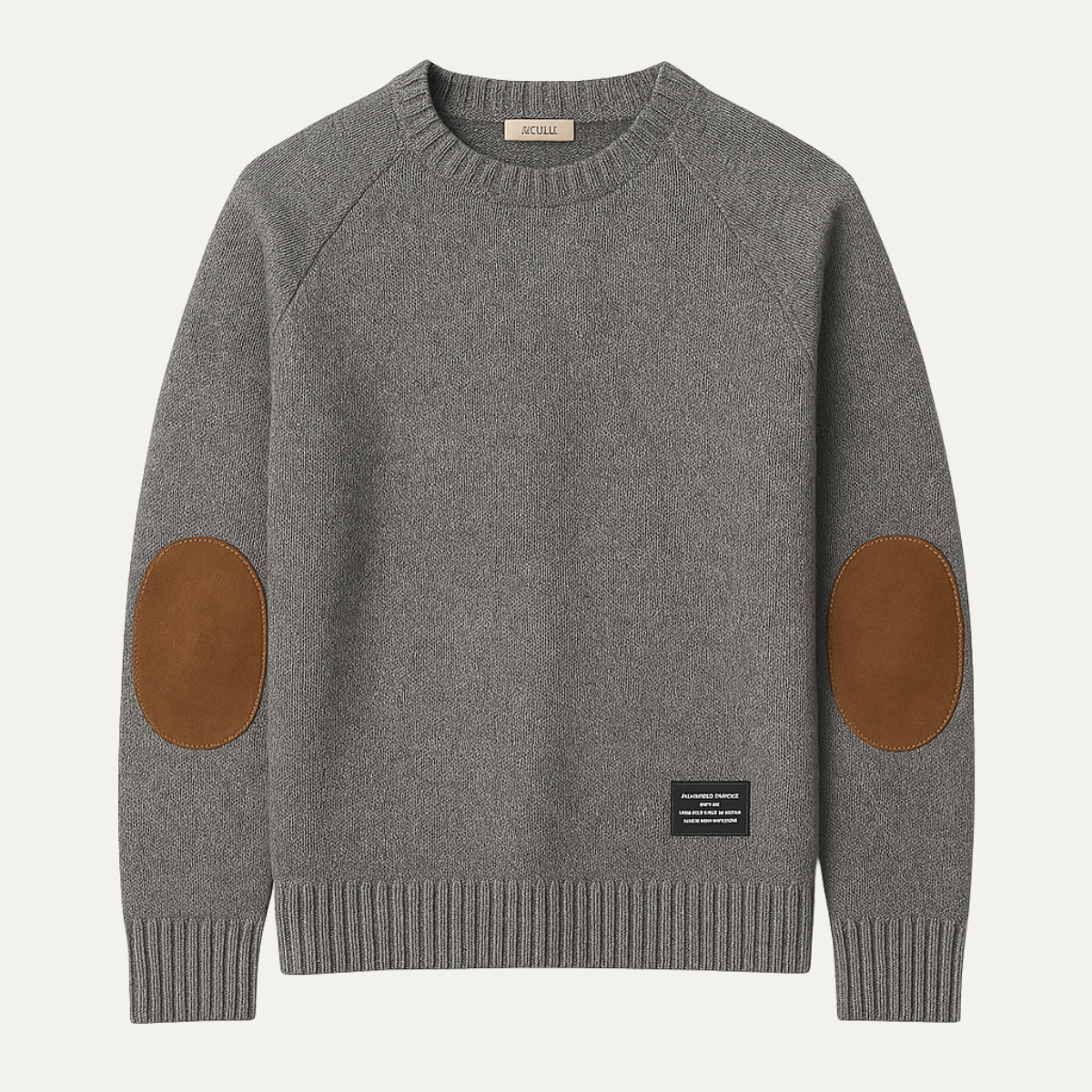 Porta Romana Men's Knitted Crew Neck Sweater Elbow Patches - Vonnera