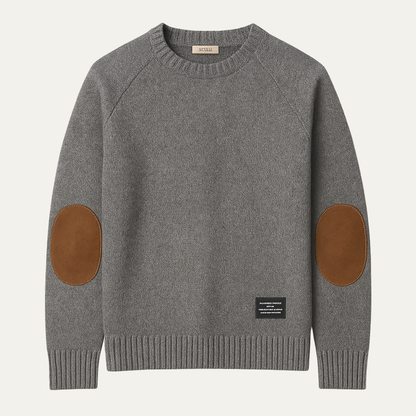 Porta Romana Men's Knitted Crew Neck Sweater Elbow Patches - Vonnera