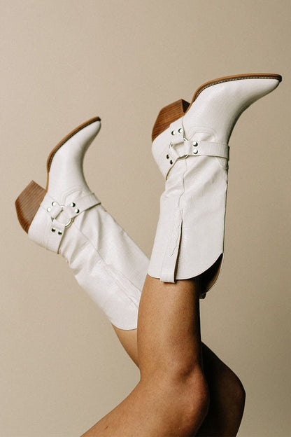Clara | Women’s Trendy Western Boots with Belt Detail