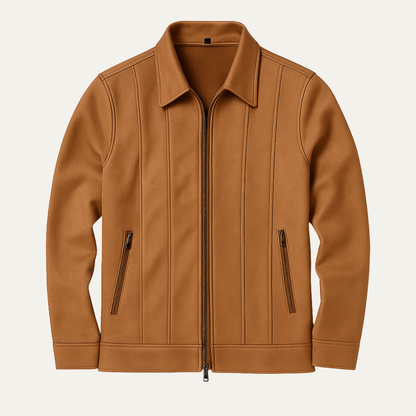 Men's Suede Leather Trucker Jacket Zip Up - Vonnera