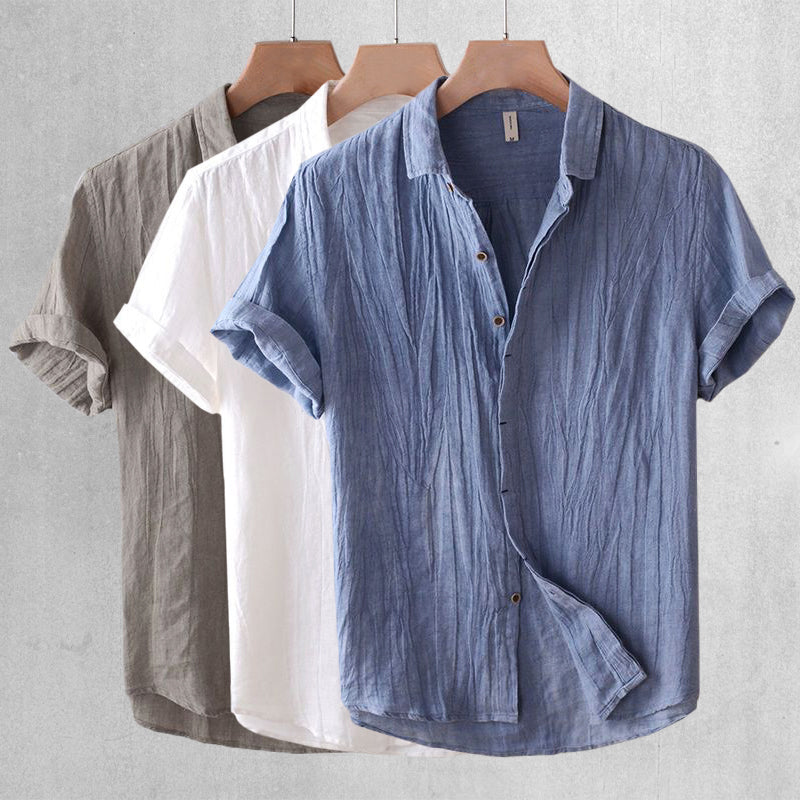 Men's Short Sleeve Button Down Shirt Solid - Vonnera