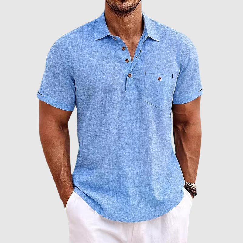 Men's Short Sleeve Polo Shirt Cotton Chest Pocket - Vonnera