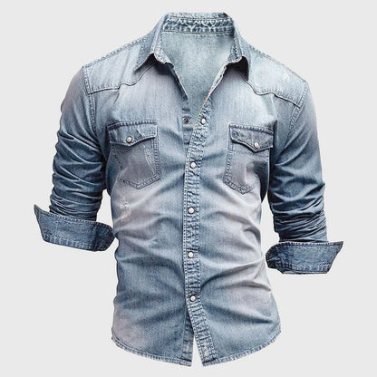 Men's Long Sleeve Button Front Shirt With Chest Pockets - Vonnera