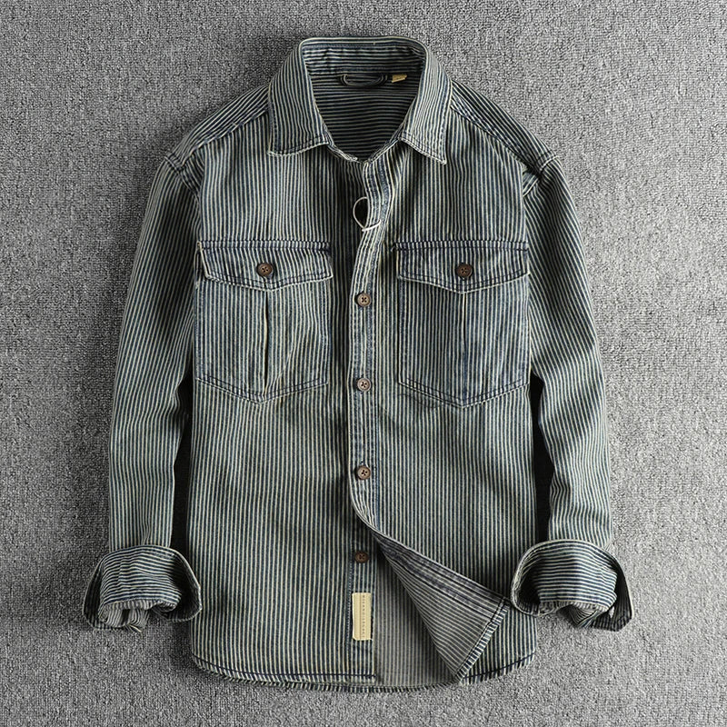 Men's Long Sleeve Striped Button Shirt