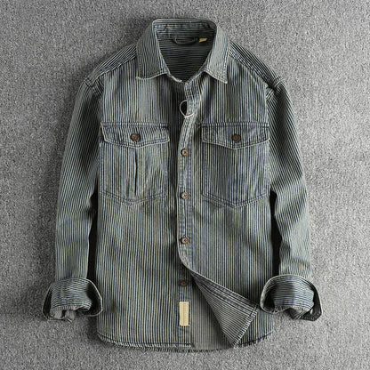Men's Long Sleeve Striped Button Shirt
