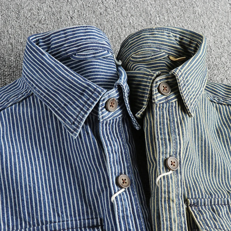 Men's Long Sleeve Striped Button Shirt