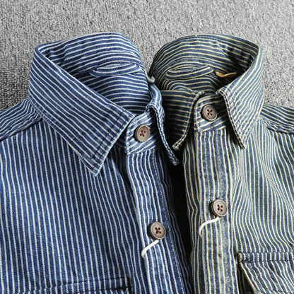 Men's Long Sleeve Striped Button Shirt