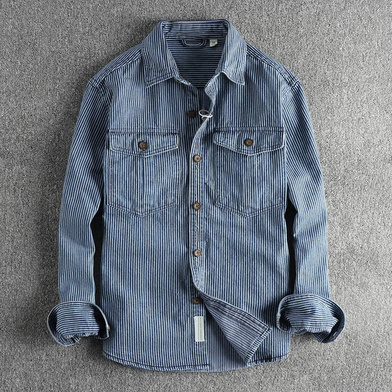 Men's Long Sleeve Striped Button Shirt - Vonnera