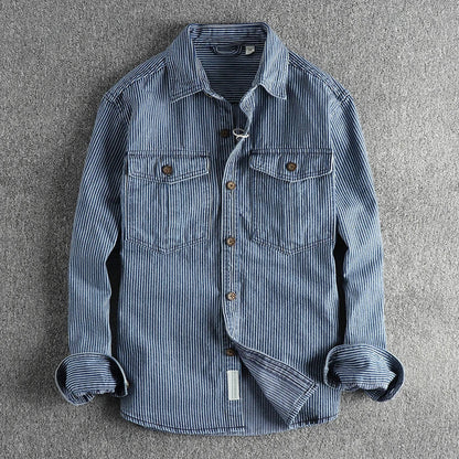 Men's Long Sleeve Striped Button Shirt - Vonnera
