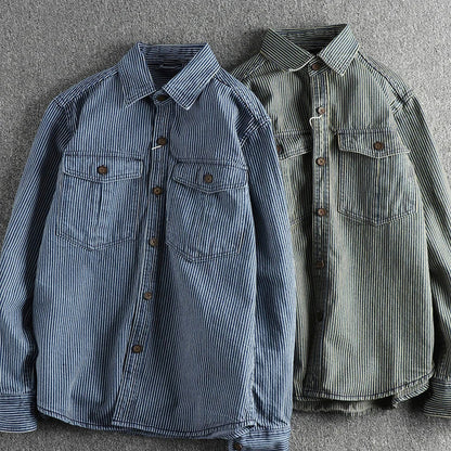 Men's Long Sleeve Striped Button Shirt