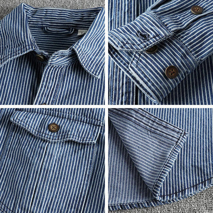 Men's Long Sleeve Striped Button Shirt