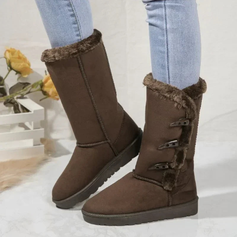 Women's Snow Boots Thick Soles Cozy Velvet Lining - Vonnera
