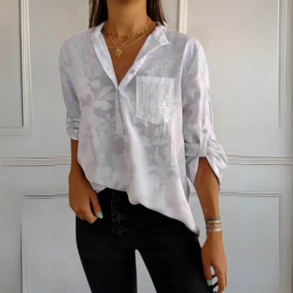 Women's Sheer Button Front Blouse - Vonnera