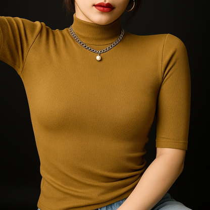 Women's Textured Mock Neck