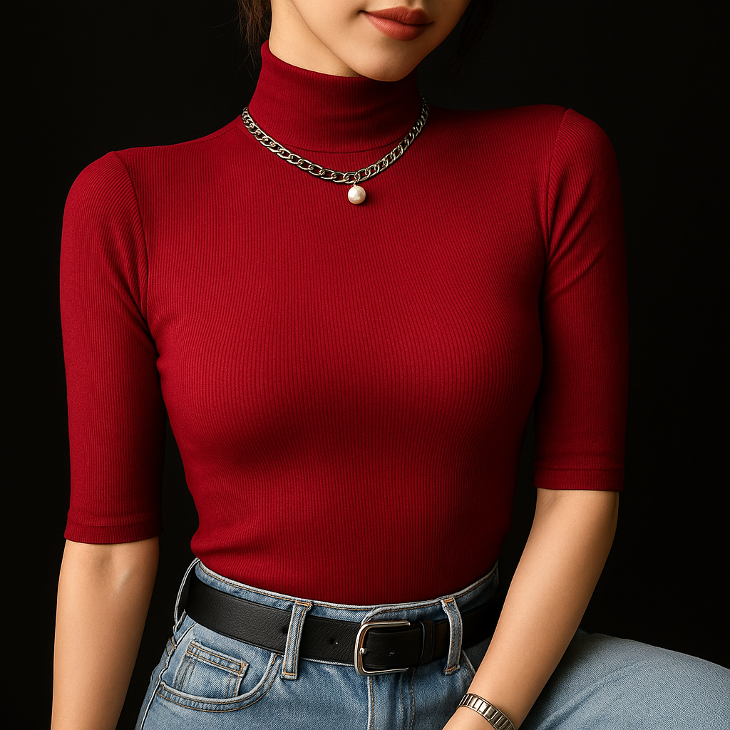 Women's Textured Mock Neck - Vonnera
