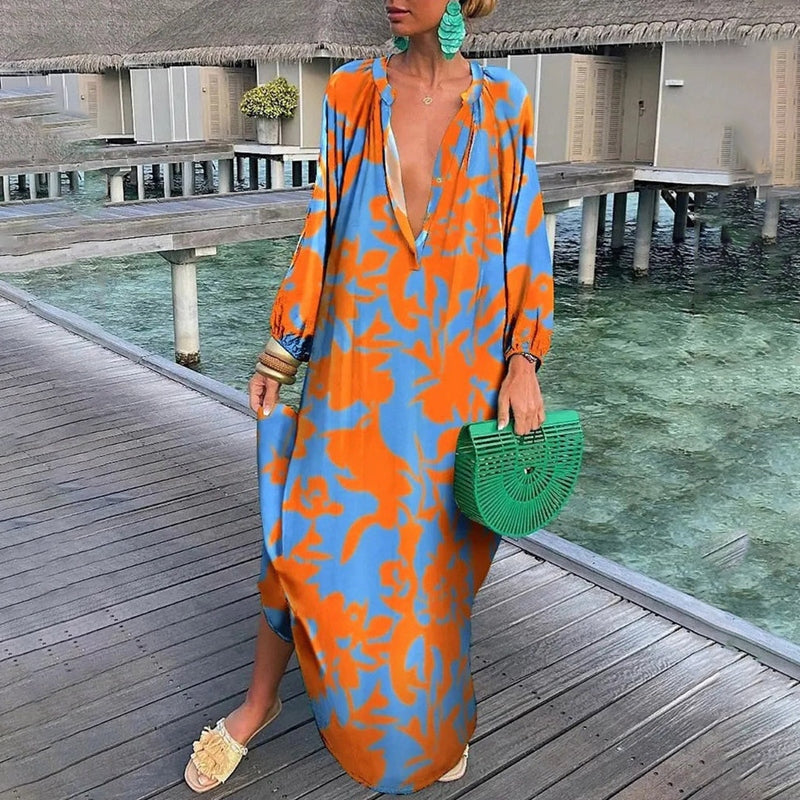 Women's Abstract Print Beach Cover Up Loose Fit