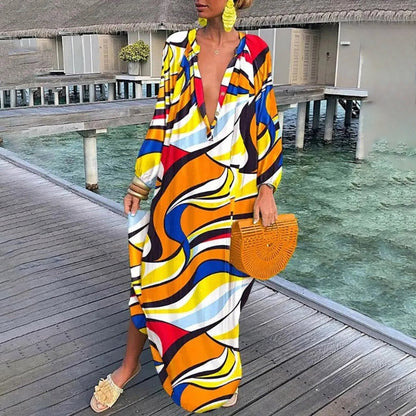 Women's Abstract Print Beach Cover Up Loose Fit