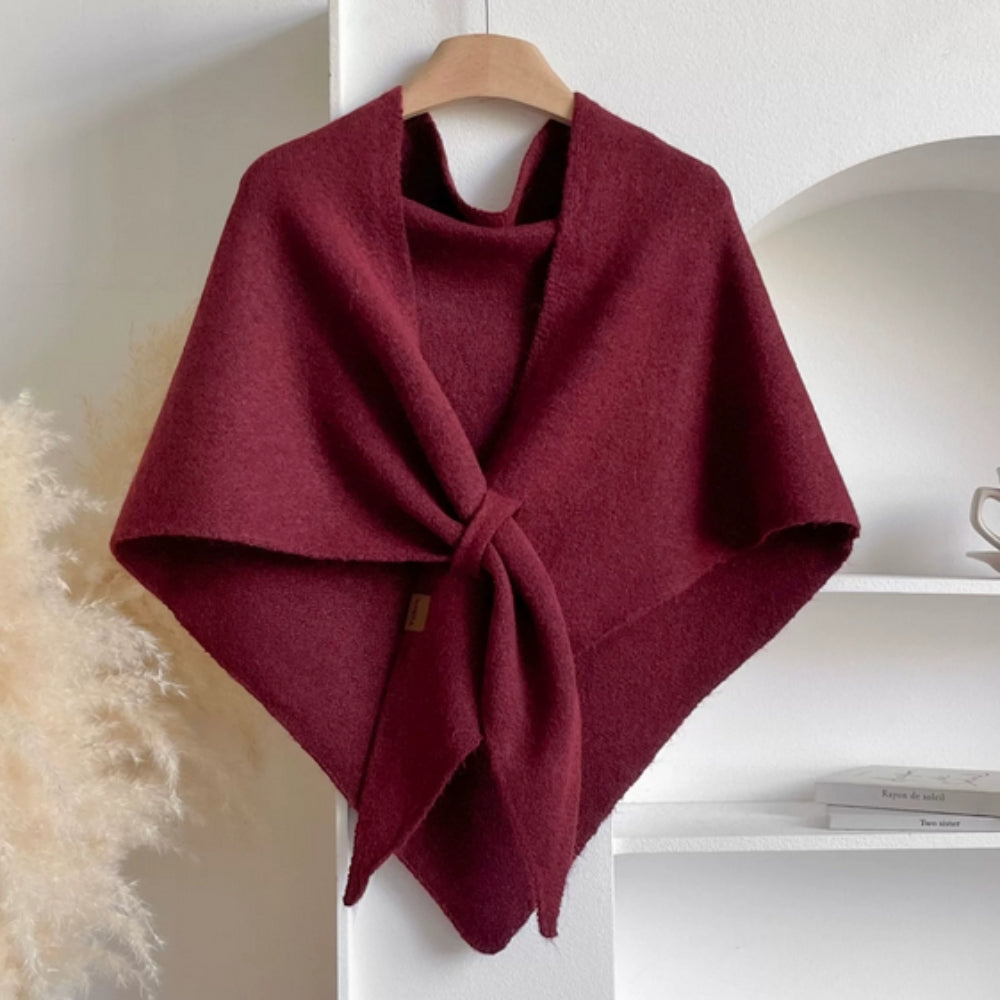 Women's Poncho Shawl Cape Knotted Front Draped Fit Cozy - Vonnera