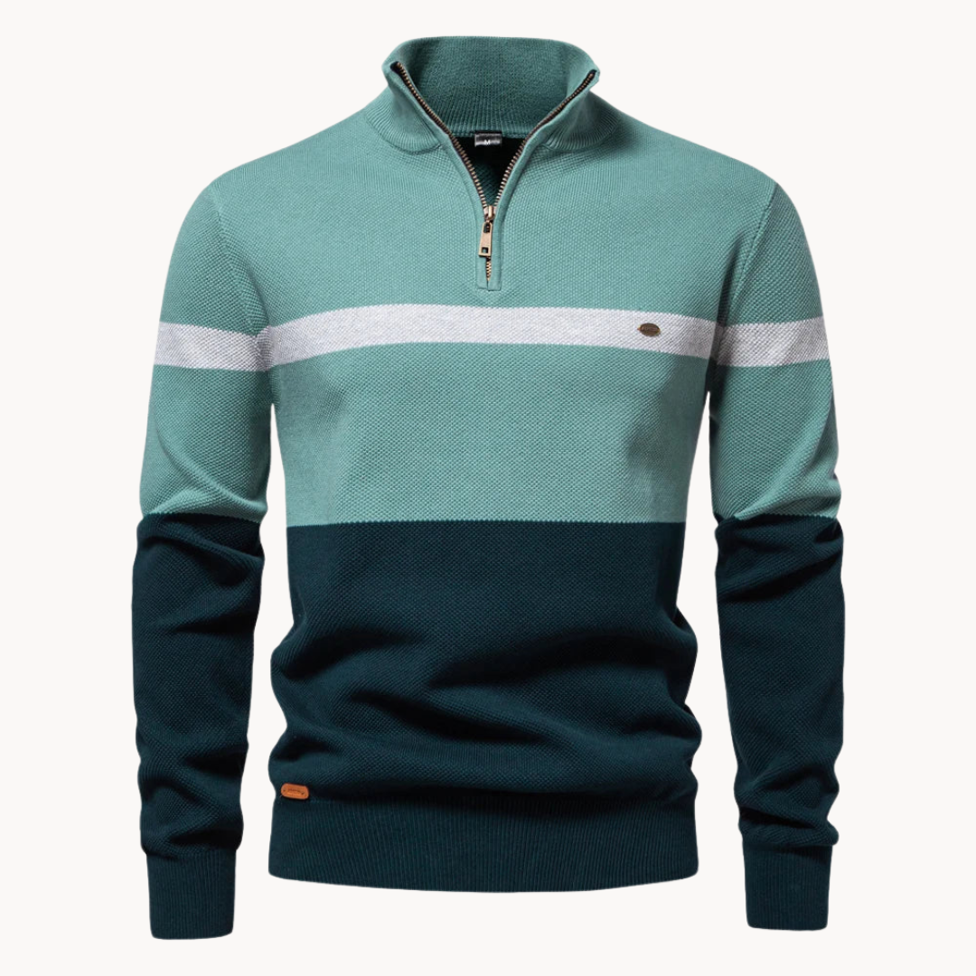 Men's Color Block Quarter-Zip Sweater Acrylic Casual Wear