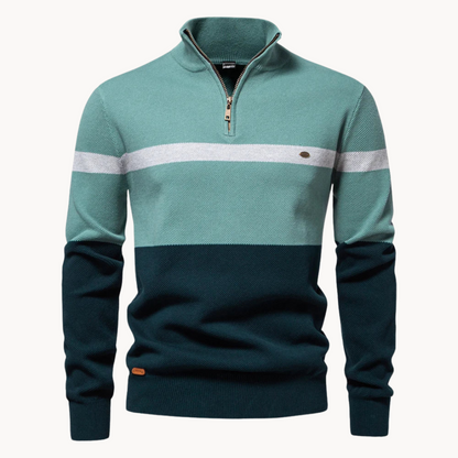 Men's Color Block Quarter-Zip Sweater Acrylic Casual Wear