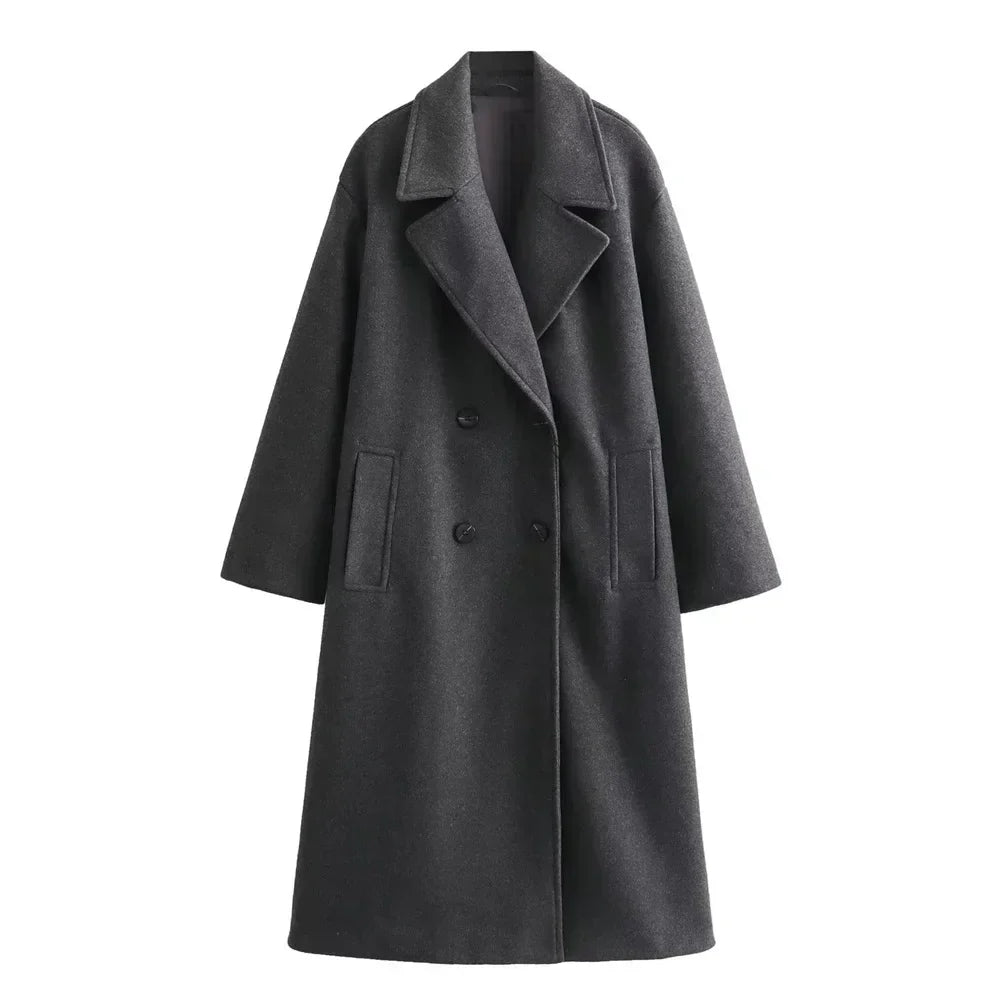 Women's Double Breasted Long Tailored Coat