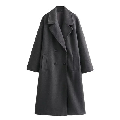 Women's Double Breasted Long Tailored Coat