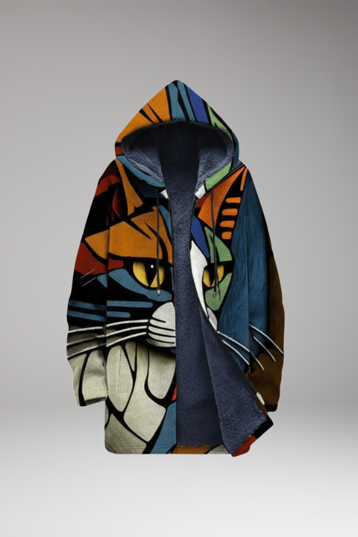 Unisex Hooded Cardigan Zipper Printed - Vonnera