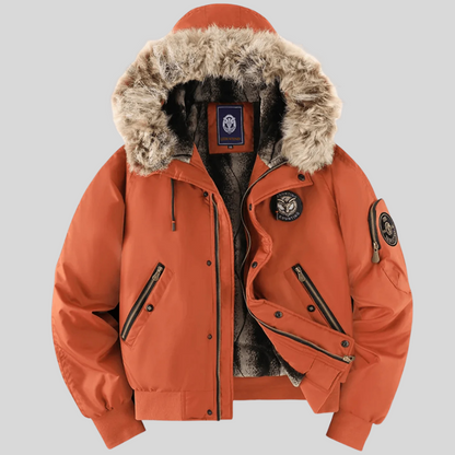 Women's Padded Bomber Jacket Faux Fur Hood