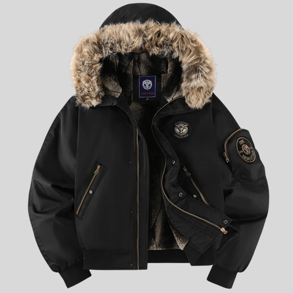 Women's Padded Bomber Jacket Faux Fur Hood