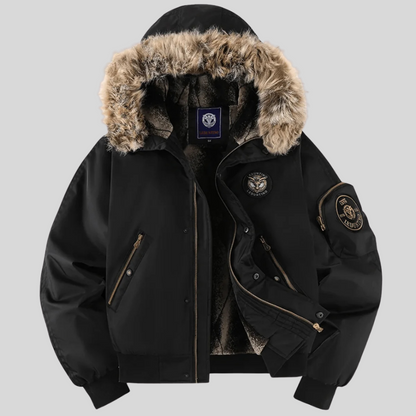 Women's Padded Bomber Jacket Faux Fur Hood
