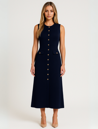 Women's Midi Dress Button Front - Vonnera
