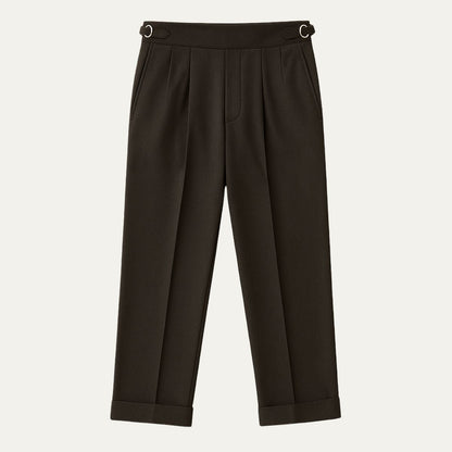 Hensley Men's High Waist Wool Blend Pleated Pants - Vonnera