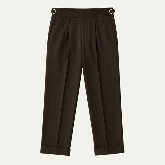 Hensley Men's High Waist Wool Blend Pleated Pants - Vonnera