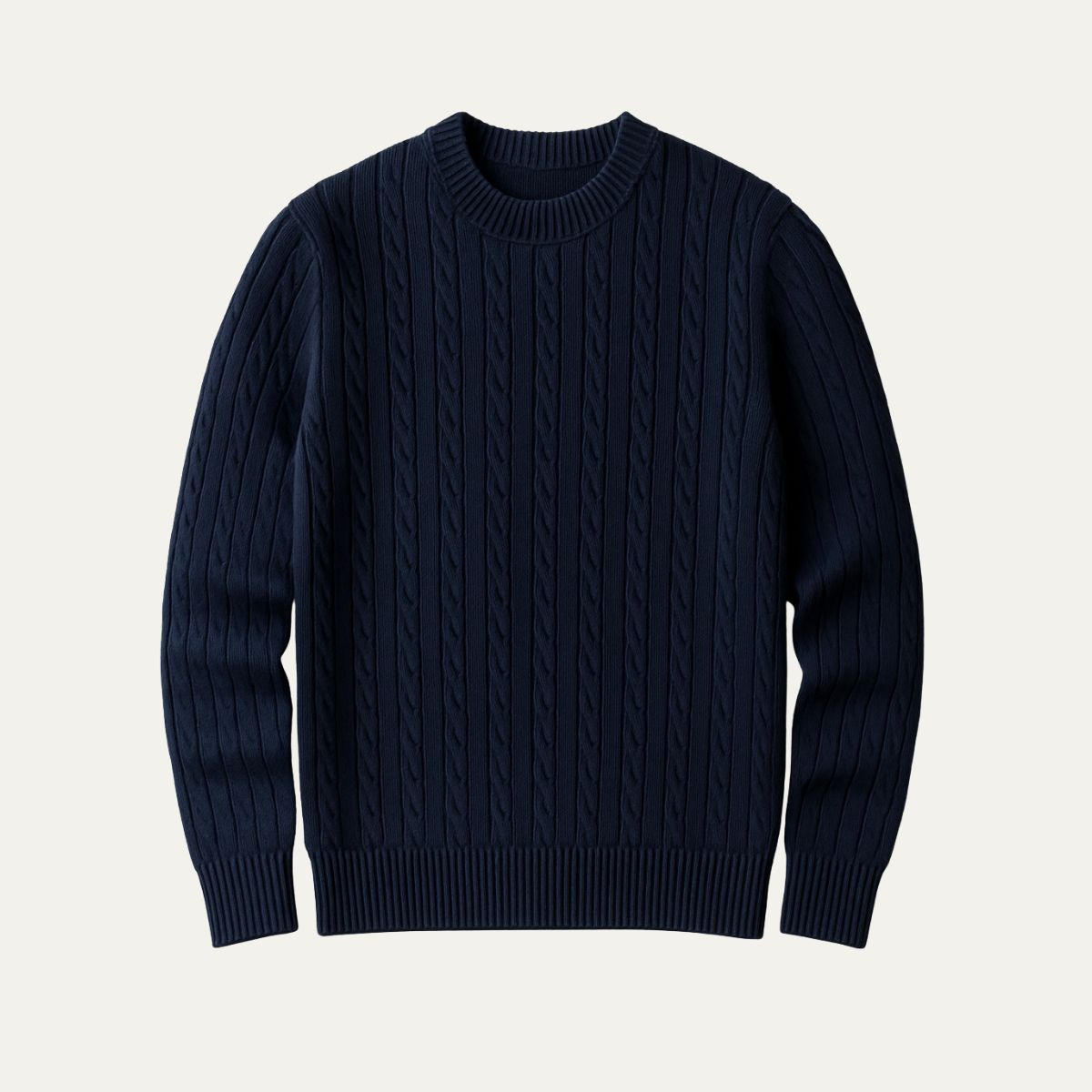 Men's Merino Wool Knit Sweater Navy Blue - Vonnera