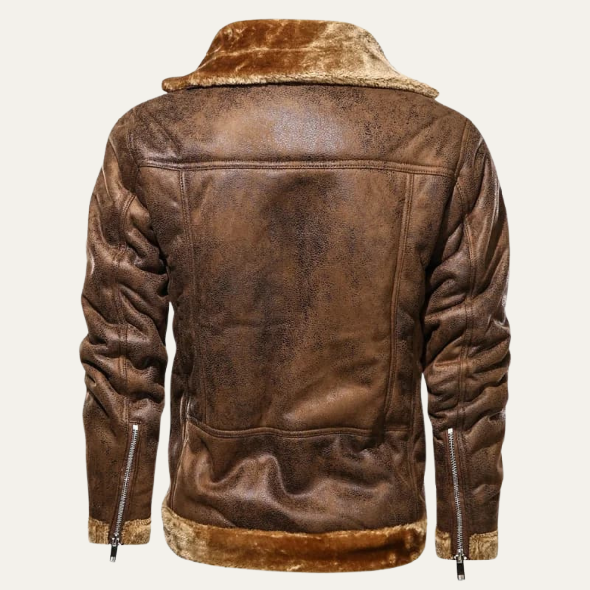 Men's Leather Aviator Jacket Winter Fleece Lining