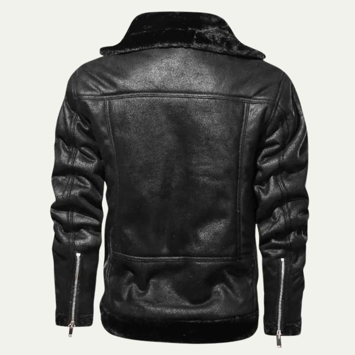 Men's Leather Aviator Jacket Winter Fleece Lining
