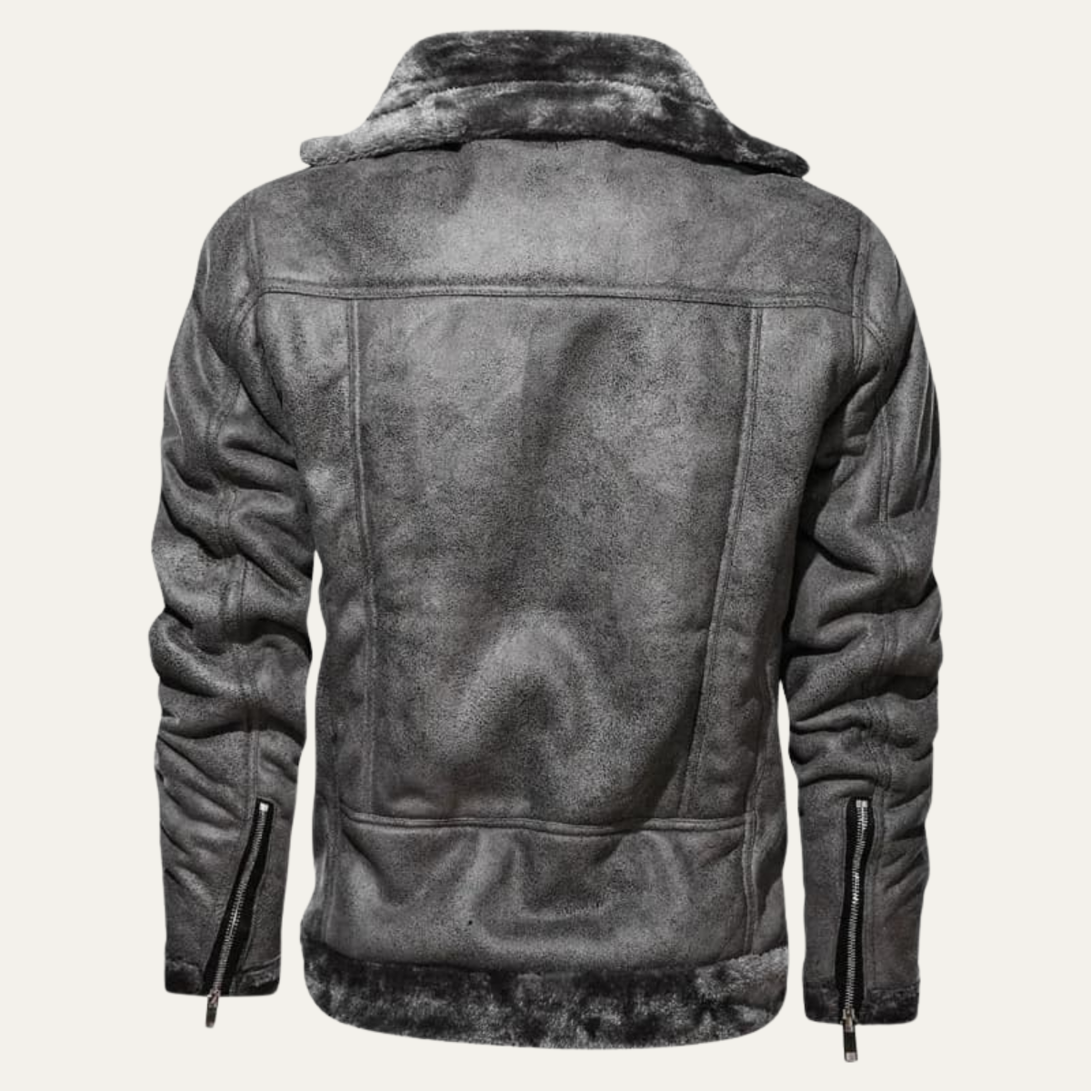 Men's Leather Aviator Jacket Winter Fleece Lining