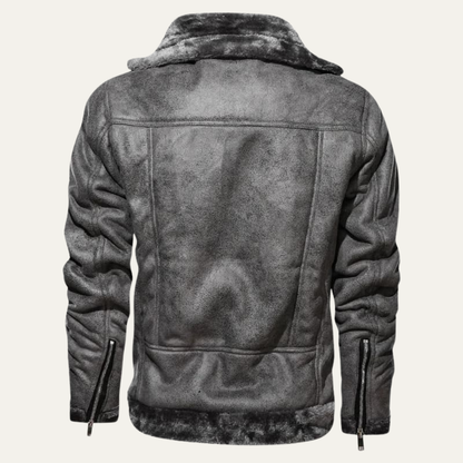 Men's Leather Aviator Jacket Winter Fleece Lining