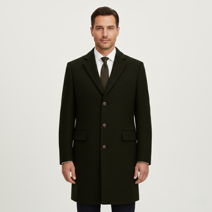 Men's Wool Blend Overcoat Single Breasted Navy