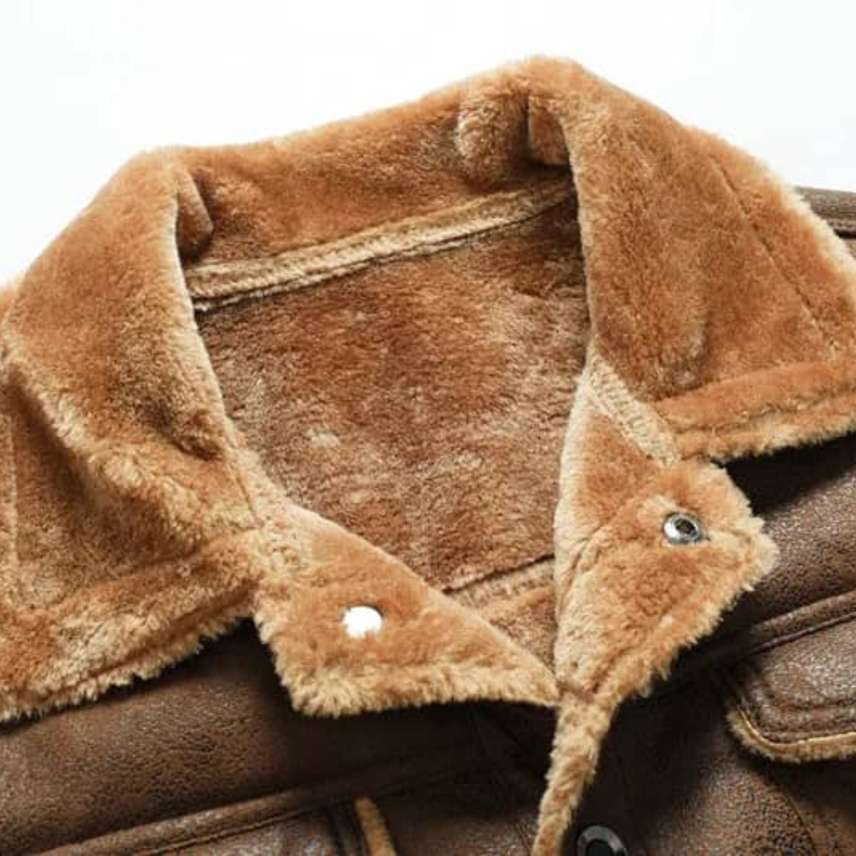 Men's Leather Aviator Jacket Winter Fleece Lining