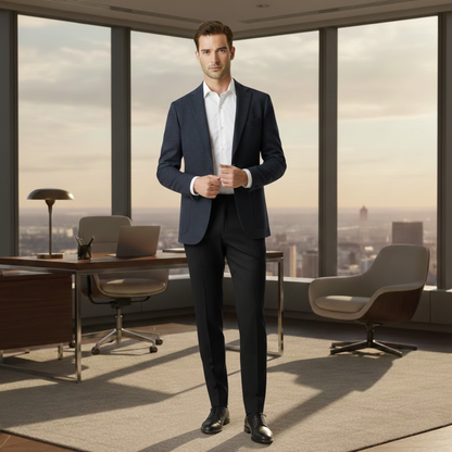 Men's Slim Fit Business Suit Pants Wool Black