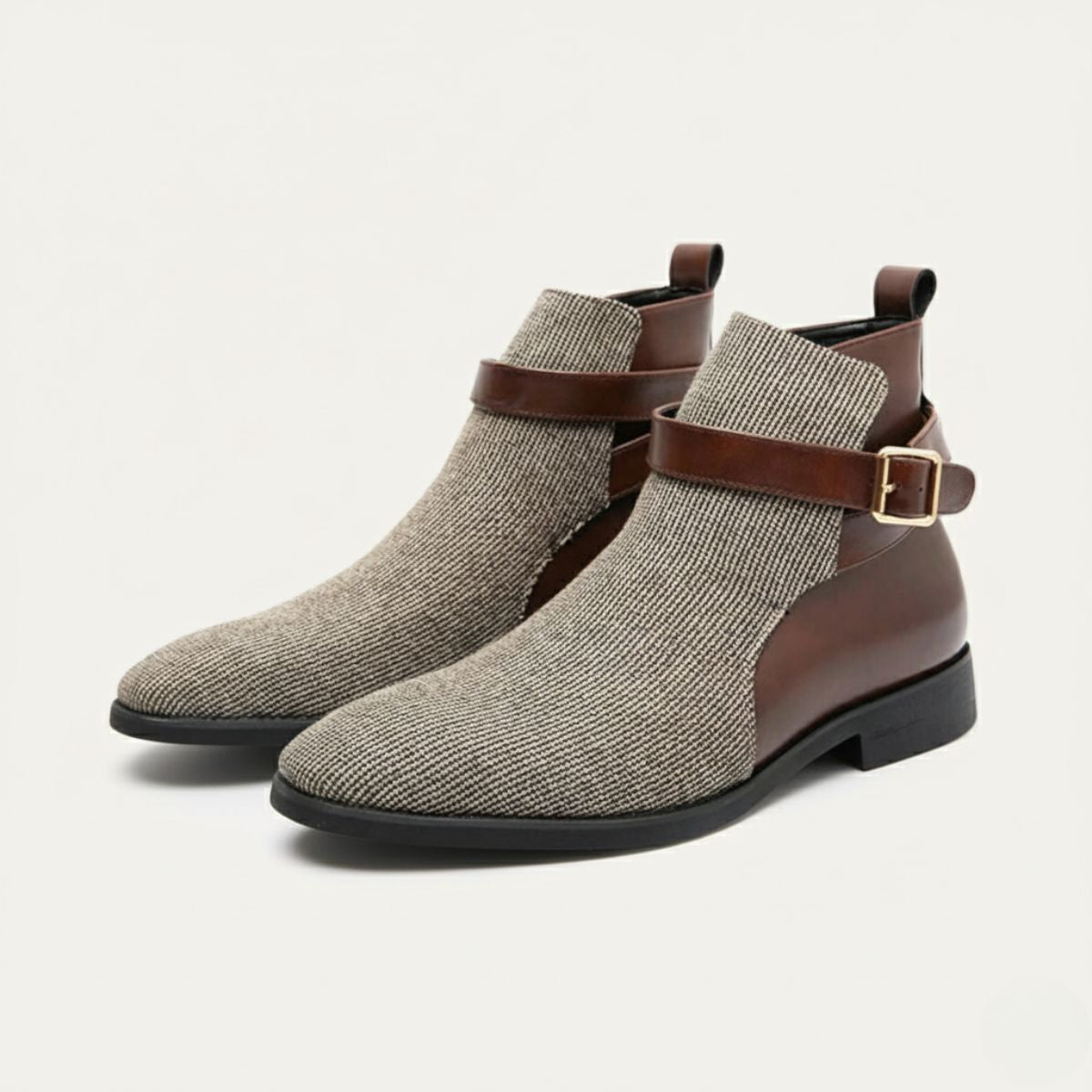 Men's Chelsea Boots Leather Modern Buckle Brown - Vonnera