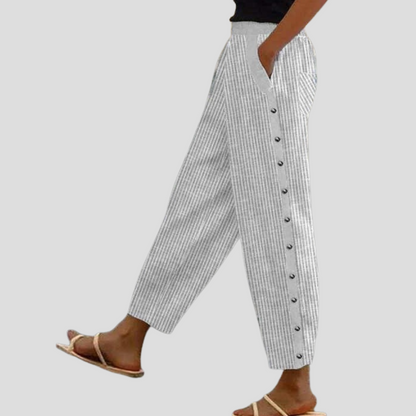 Women's Striped Loose Fit Pants with Pockets