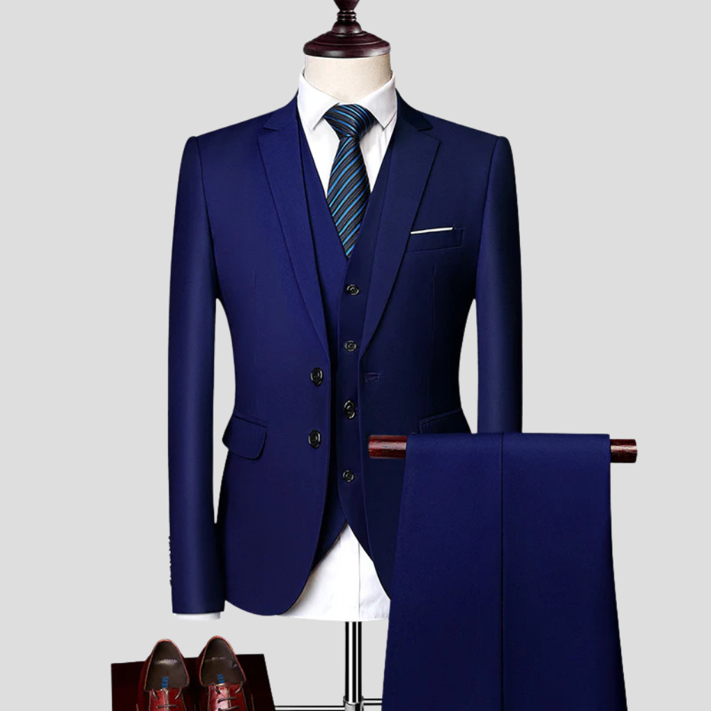 Men's Formal Suit Set Wool Black