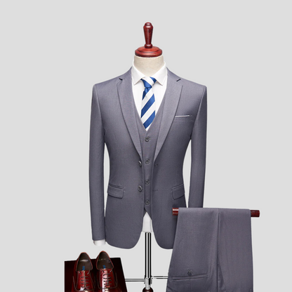 Men's Formal Suit Set Wool Black
