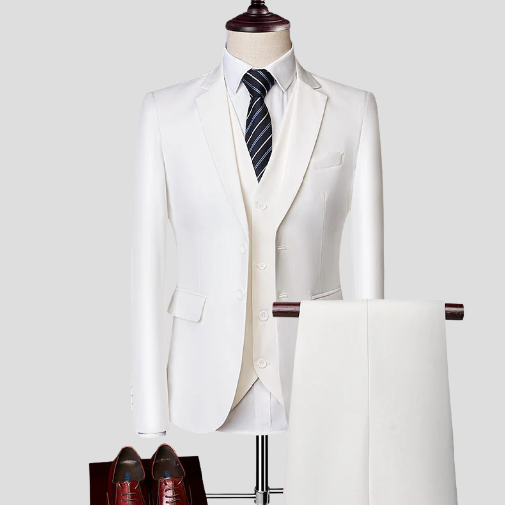 Men's Formal Suit Set Wool Black