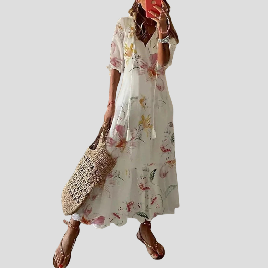 Women's Floral Maxi Dress V-Neck Lightweight - Vonnera