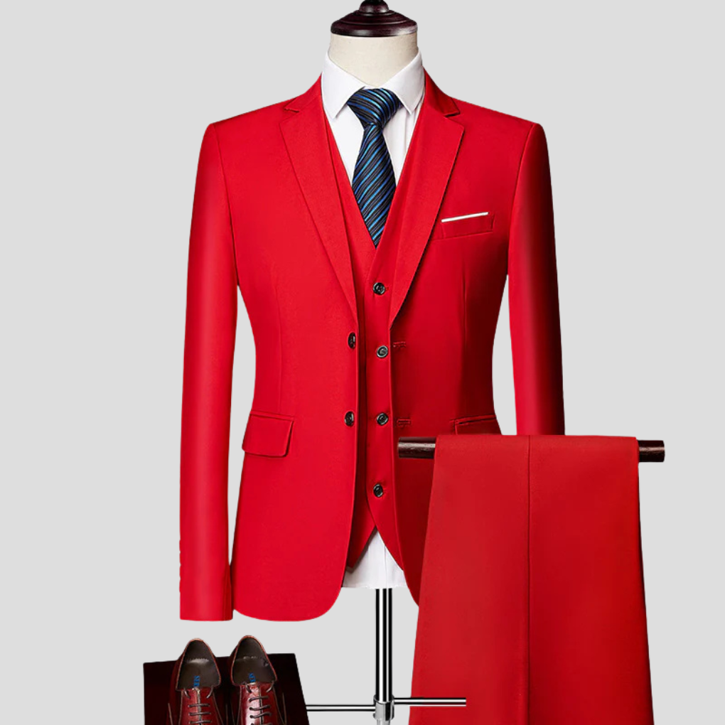 Men's Formal Suit Set Wool Black